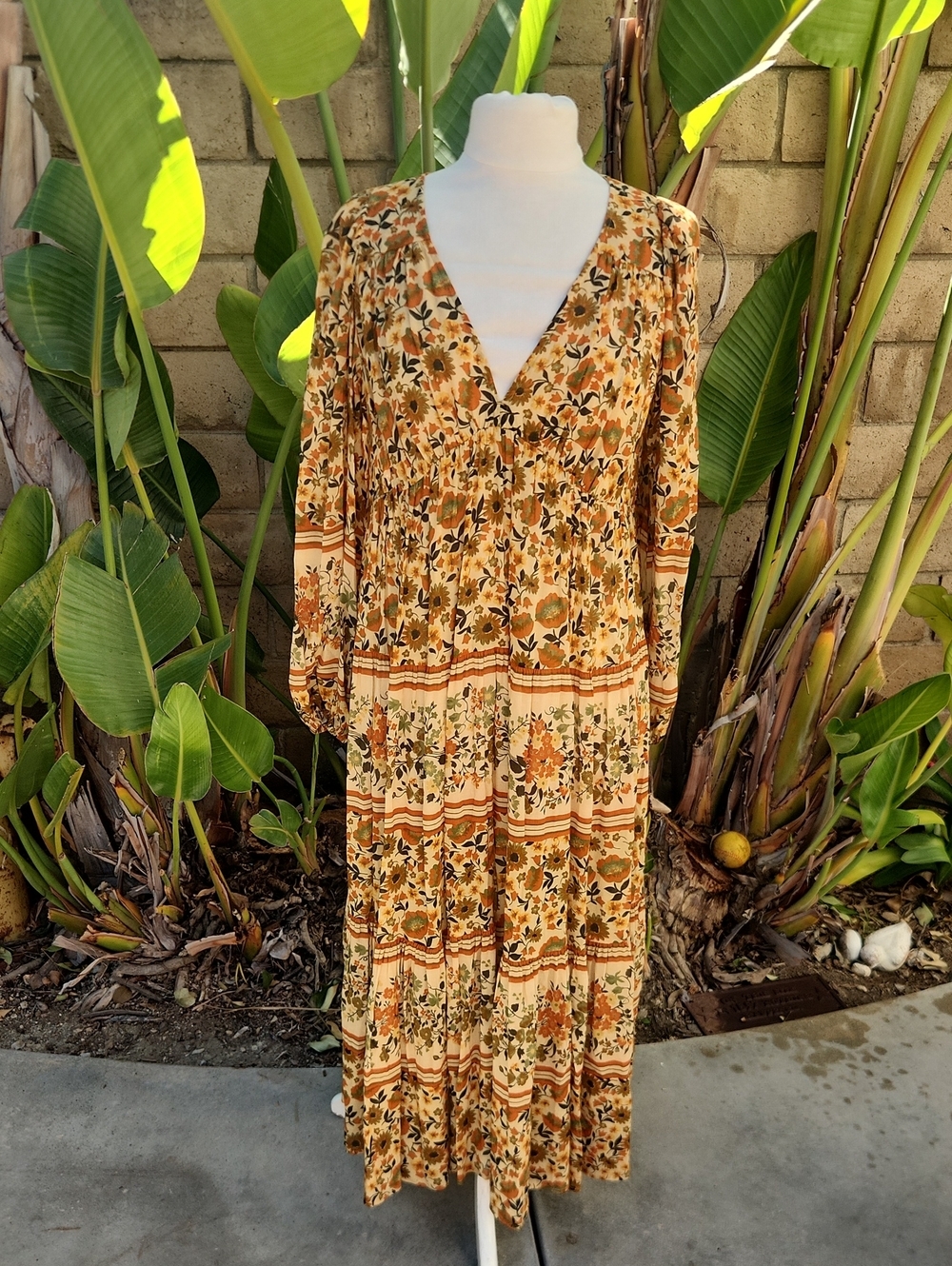 Spell & The Gypsy Impala Lily Floral Print Midi Dress Boho Size Small